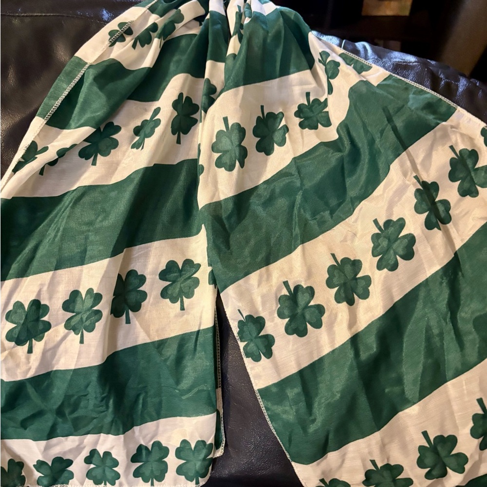 Green Shamrock Stripe Scarf